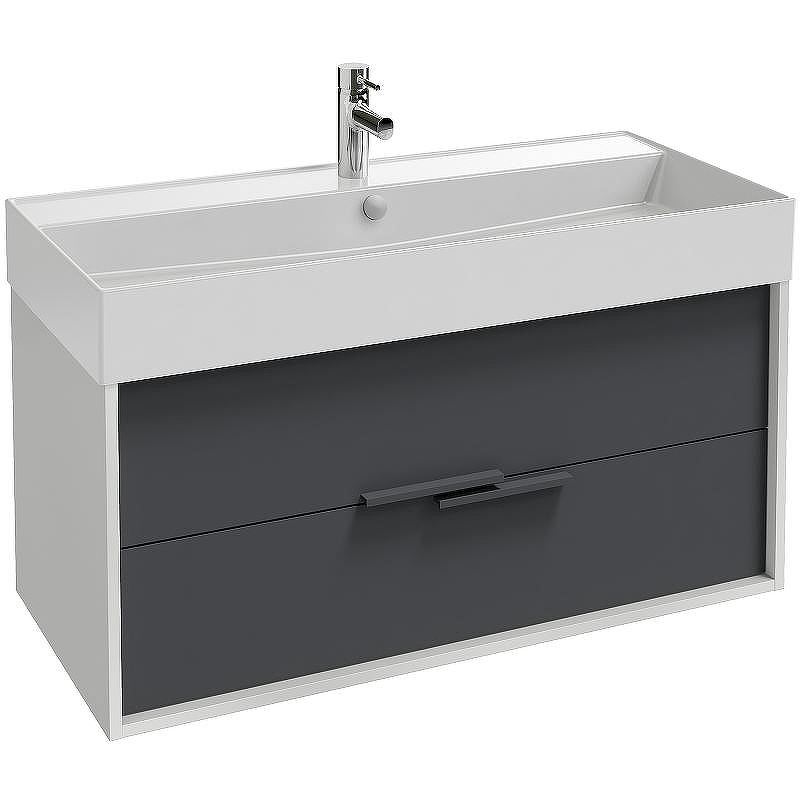 Тумба под раковину Jacob Delafon Vivienne 100 EB1585-N18-S40 подвесная Белая Серая, купить, цена, заказать, магазин, доставка, скидка, промокод, купить, цена, заказать, магазин, доставка, скидка, промокод