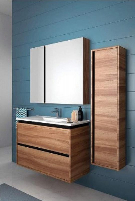 Зеркальный шкаф Creavit Verti 100 VE1100.00.VV с подсветкой Орех