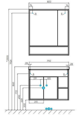 Зеркало со шкафом Aquaton Флай 80 1A237702FAX10 Белый Дуб крафт