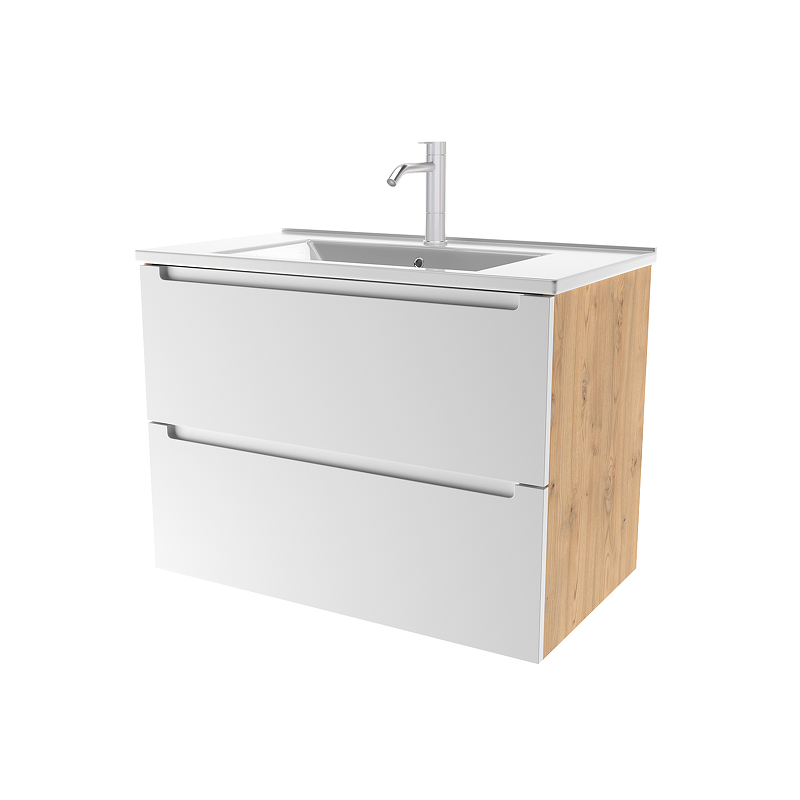 Тумба под раковину ЗОВ Дион 80 D80BD подвесная цвет Белый матовый Дуб медовый, купить, цена, заказать, магазин, доставка, скидка, промокод, купить, цена, заказать, магазин, доставка, скидка, промокод