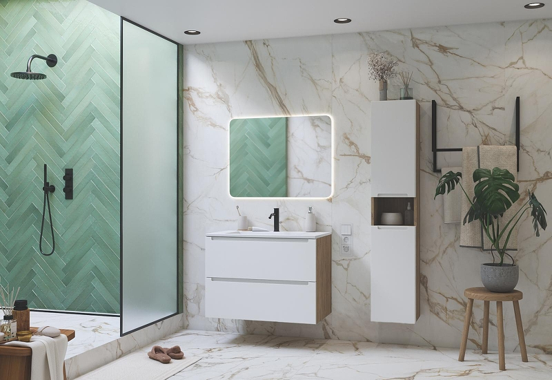 Тумба под раковину ЗОВ Дион 80 D80BD подвесная цвет Белый матовый Дуб медовый, купить, цена, заказать, магазин, доставка, скидка, промокод, купить, цена, заказать, магазин, доставка, скидка, промокод