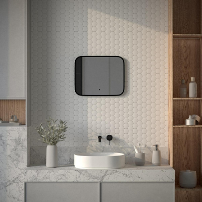 Зеркало Defesto Aura 50х40 DF 2961RH с подсветкой 15W-4500K/ИК - выключатель/Нейтральный белый свет/Черная рама