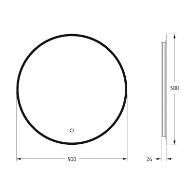 Зеркало Defesto Aura 50х50 DF 2982S с подсветкой 12W-4500K/Сенсорный выключатель/Нейтральный белый свет/Черная рама