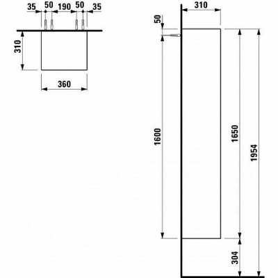 Шкаф пенал Laufen Palomba 36 L 4.0675.1.180.220.1 подвесной Белый матовый
