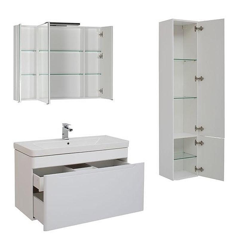 Тумба под раковину Aquanet София 105 199870 подвесная Белый глянец 199870, купить, цена, заказать, магазин, доставка, скидка, промокод, купить, цена, заказать, магазин, доставка, скидка, промокод