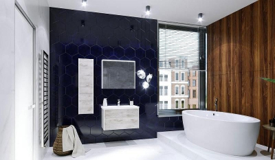 Зеркальный шкаф Roca Ronda 80 ZRU9303009 с подсветкой Бетон Белый матовый