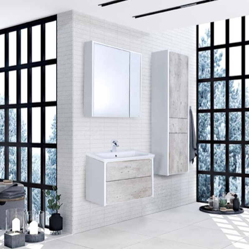 Зеркальный шкаф Roca Ronda 80 ZRU9303009 с подсветкой Бетон Белый матовый, купить, цена, заказать, магазин, доставка, скидка, промокод, купить, цена, заказать, магазин, доставка, скидка, промокод