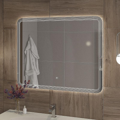 Зеркало Cezares Duet 100 CZR-SPC-DUET-1000-800-LED-TCH с подсветкой с лазерной гравировкой и сенсорным выключателем