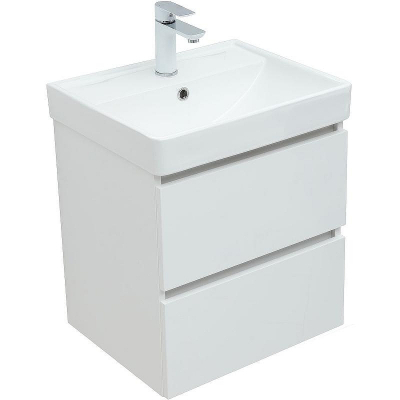 Тумба под раковину Aquanet Вега 50 308332 подвесная Белый глянец