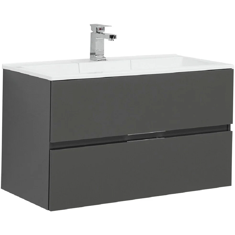 Тумба под раковину Aquanet Алвита 90 240111 подвесная Серый антрацит, купить, цена, заказать, магазин, доставка, скидка, промокод, купить, цена, заказать, магазин, доставка, скидка, промокод