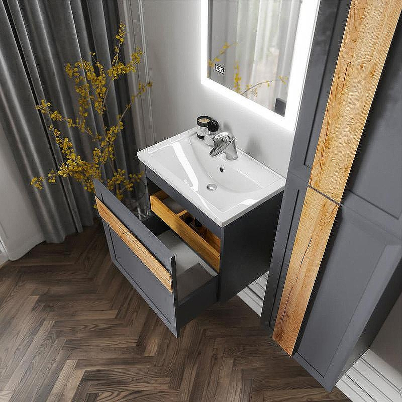 Тумба под раковину Бриклаер Берлин 60 4627125416132 подвесная Оникс серый, купить, цена, заказать, магазин, доставка, скидка, промокод, купить, цена, заказать, магазин, доставка, скидка, промокод