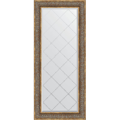 Зеркало Evoform Exclusive-G 159х69 BY 4163 с гравировкой в багетной раме - Вензель бронзовый 101