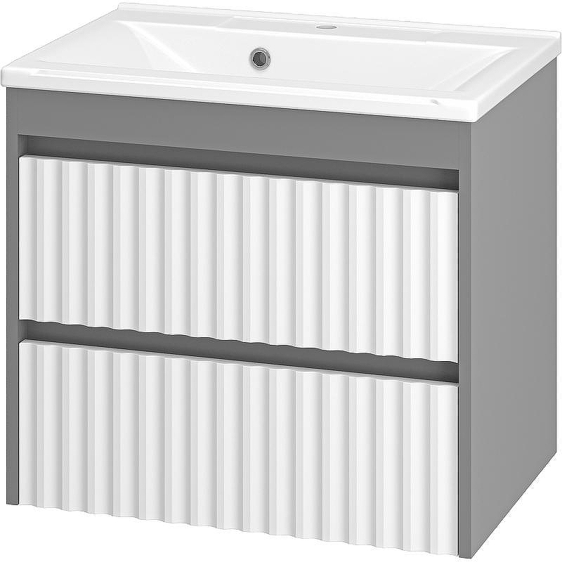 Тумба с раковиной Brevita Balaton 65 УТ000012303 подвесная Белая матовая Серая матовая, купить, цена, заказать, магазин, доставка, скидка, промокод, купить, цена, заказать, магазин, доставка, скидка, промокод