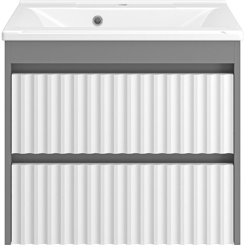 Тумба с раковиной Brevita Balaton 65 УТ000012303 подвесная Белая матовая Серая матовая, купить, цена, заказать, магазин, доставка, скидка, промокод, купить, цена, заказать, магазин, доставка, скидка, промокод