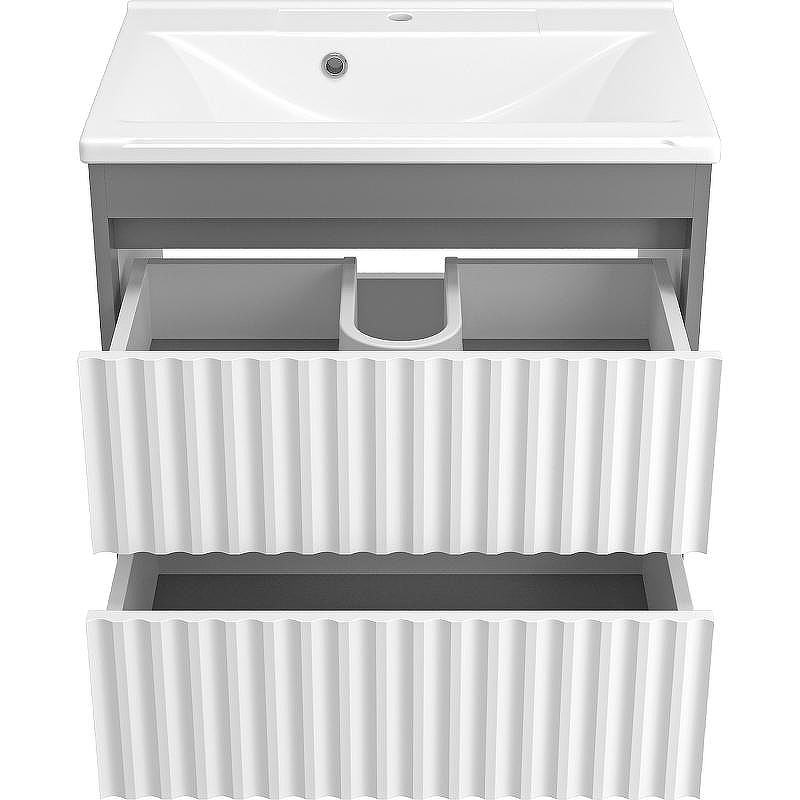 Тумба с раковиной Brevita Balaton 65 УТ000012303 подвесная Белая матовая Серая матовая, купить, цена, заказать, магазин, доставка, скидка, промокод, купить, цена, заказать, магазин, доставка, скидка, промокод