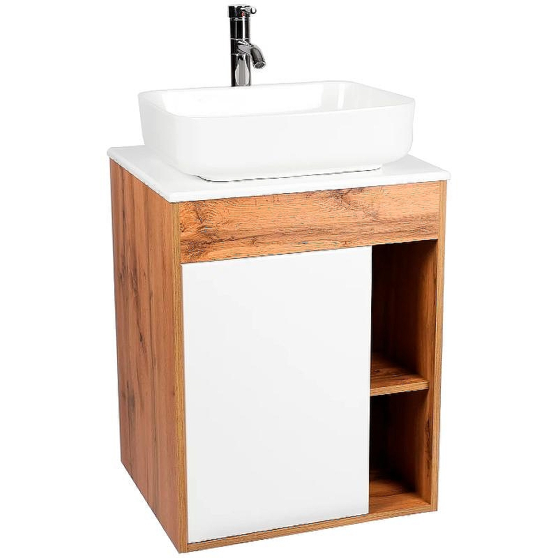 Тумба под раковину VIANT Бостон 65 VBOS65N-T1STP подвесная Белая Дуб Вотан, купить, цена, заказать, магазин, доставка, скидка, промокод, купить, цена, заказать, магазин, доставка, скидка, промокод