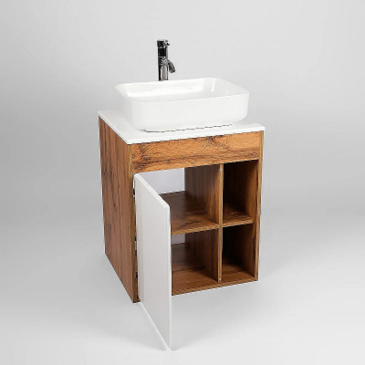 Тумба под раковину VIANT Бостон 65 VBOS65N-T1STP подвесная Белая Дуб Вотан