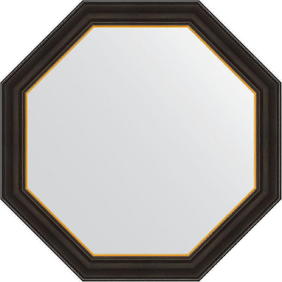Зеркало Evoform Octagon 74х74 BY 3876 в багетной раме - Черное дерево с золотом 71