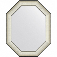 Зеркало Evoform Octagon 74x59 BY 7443 в багетной раме - Белая кожа с хромом 78, купить, цена, заказать, магазин, доставка, скидка, промокод, купить, цена, заказать, магазин, доставка, скидка, промокод