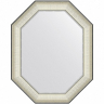 Зеркало Evoform Octagon 74x59 BY 7443 в багетной раме - Белая кожа с хромом 78, купить, цена, заказать, магазин, доставка, скидка, промокод, купить, цена, заказать, магазин, доставка, скидка, промокод