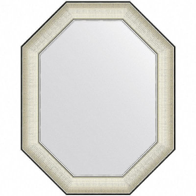 Зеркало Evoform Octagon 74x59 BY 7443 в багетной раме - Белая кожа с хромом 78
