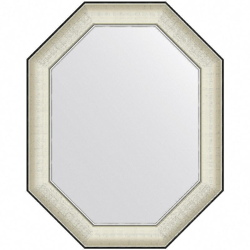 Зеркало Evoform Octagon 74x59 BY 7443 в багетной раме - Белая кожа с хромом 78, купить, цена, заказать, магазин, доставка, скидка, промокод, купить, цена, заказать, магазин, доставка, скидка, промокод