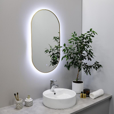 Зеркало Fixsen Led 40х80 FX-3080G с подсветкой Золото-сатин с сенсорным выключателем и диммером