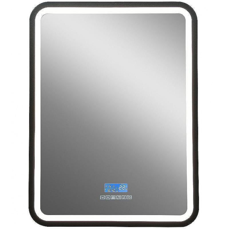 Зеркало Art&Max Genova AM-Gen-600-800-S-F-MFP с подсветкой с музыкальным блоком Черное, купить, цена, заказать, магазин, доставка, скидка, промокод, купить, цена, заказать, магазин, доставка, скидка, промокод