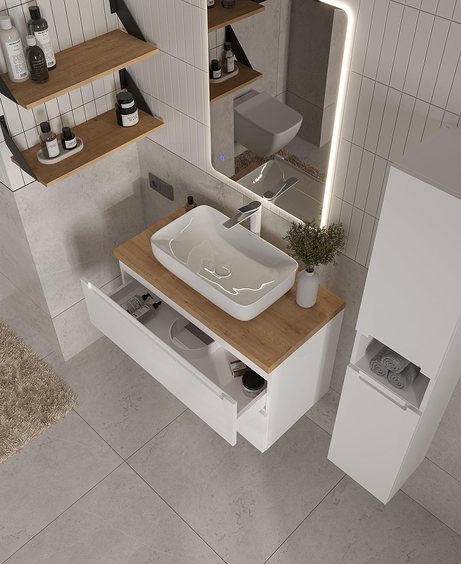 Тумба под раковину ЗОВ Дион 80 D80BM подвесная цвет Белый матовый, купить, цена, заказать, магазин, доставка, скидка, промокод, купить, цена, заказать, магазин, доставка, скидка, промокод