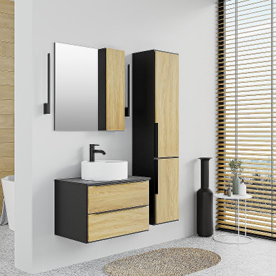 Тумба под раковину Runo Мальта 70 00-00001097 Дуб Черная