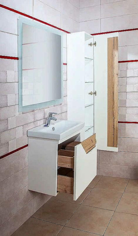 Шкаф пенал Бриклаер Брайтон 38 4627125415746 подвесной Белый матовый Дуб Кера, купить, цена, заказать, магазин, доставка, скидка, промокод, купить, цена, заказать, магазин, доставка, скидка, промокод