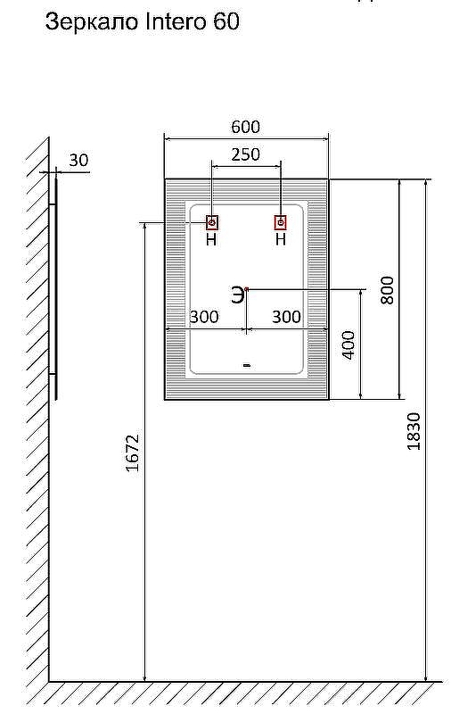 Зеркало Laparet Intero 60 Int.03.60/BuL с подсветкой с сенсорным выключателем, купить, цена, заказать, магазин, доставка, скидка, промокод, купить, цена, заказать, магазин, доставка, скидка, промокод
