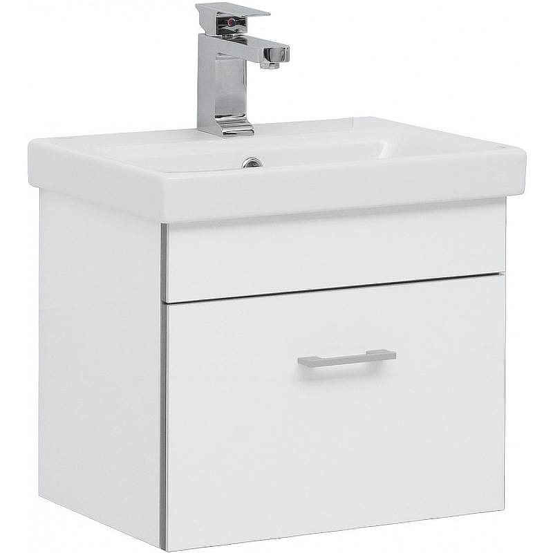 Тумба с раковиной Aquanet Верона 50 254066 подвесная Белый глянец, купить, цена, заказать, магазин, доставка, скидка, промокод, купить, цена, заказать, магазин, доставка, скидка, промокод