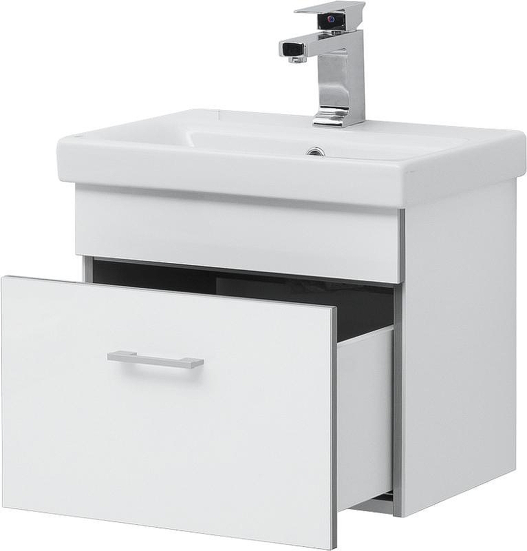 Тумба с раковиной Aquanet Верона 50 254066 подвесная Белый глянец, купить, цена, заказать, магазин, доставка, скидка, промокод, купить, цена, заказать, магазин, доставка, скидка, промокод