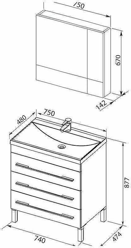 Комплект мебели для ванной Aquanet Верона 75 287658 Белый, купить, цена, заказать, магазин, доставка, скидка, промокод, купить, цена, заказать, магазин, доставка, скидка, промокод