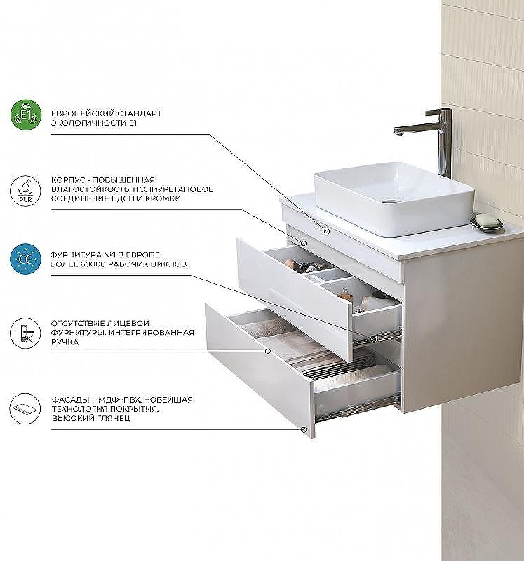 Тумба под раковину Vigo Urban 60 tp.URB.60.2Y подвесная Белая, купить, цена, заказать, магазин, доставка, скидка, промокод, купить, цена, заказать, магазин, доставка, скидка, промокод