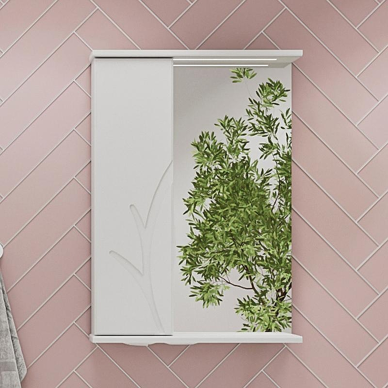 Зеркало со шкафом Volna Adel 50 L zsADEL50.L-01 с подсветкой Белое, купить, цена, заказать, магазин, доставка, скидка, промокод, купить, цена, заказать, магазин, доставка, скидка, промокод