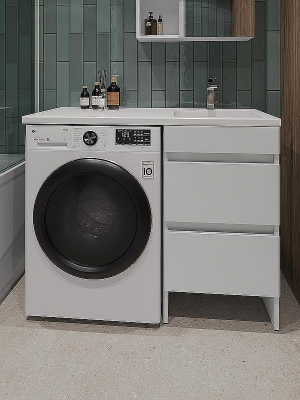 Тумба с раковиной Orange Sistema 110 R ST-110TUW+RAR Белая глянцевая