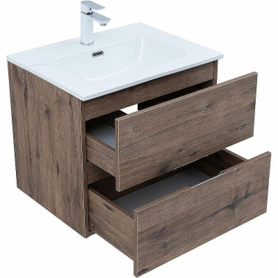 Тумба под раковину Aquanet Алвита New 60 334184 подвесная Дуб веллингтон табак