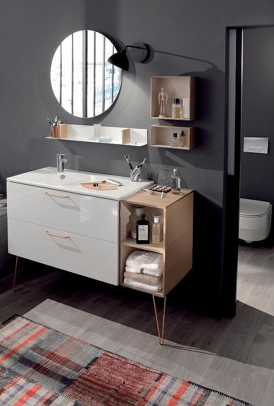 Тумба под раковину Jacob Delafon Odeon Rive Gauche 100 EB2524-R9-E52 подвесная Дуб Табак ручки Черные, купить, цена, заказать, магазин, доставка, скидка, промокод, купить, цена, заказать, магазин, доставка, скидка, промокод