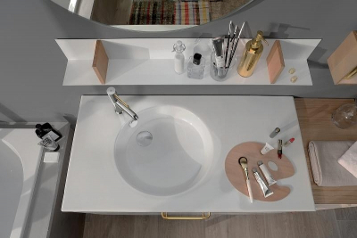 Тумба под раковину Jacob Delafon Odeon Rive Gauche 100 EB2524-R9-E52 подвесная Дуб Табак ручки Черные