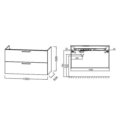 Тумба под раковину Jacob Delafon Odeon Rive Gauche 100 EB2524-R9-E52 подвесная Дуб Табак ручки Черные
