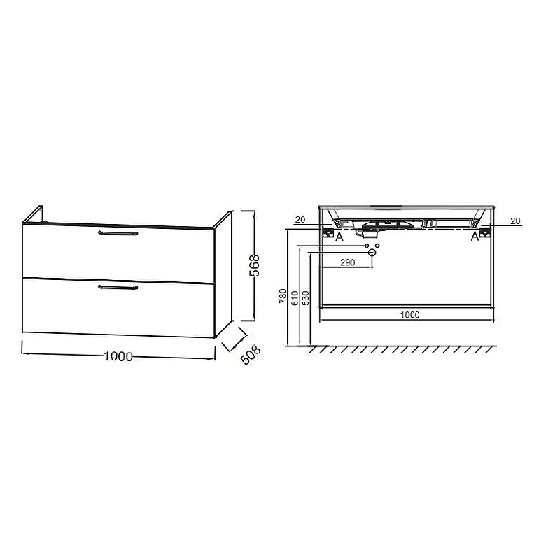 Тумба под раковину Jacob Delafon Odeon Rive Gauche 100 EB2524-R9-E52 подвесная Дуб Табак ручки Черные, купить, цена, заказать, магазин, доставка, скидка, промокод, купить, цена, заказать, магазин, доставка, скидка, промокод
