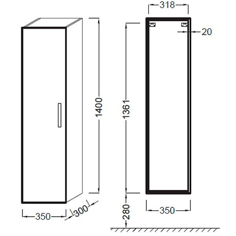 Шкаф пенал Jacob Delafon Ola 35 EB396-N14 подвесной Серый антрацит, купить, цена, заказать, магазин, доставка, скидка, промокод, купить, цена, заказать, магазин, доставка, скидка, промокод