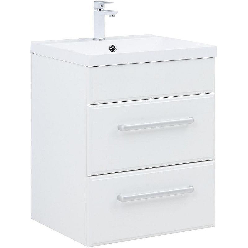 Тумба под раковину Aquanet Лукка 58 302396 подвесная Белая глянцевая, купить, цена, заказать, магазин, доставка, скидка, промокод, купить, цена, заказать, магазин, доставка, скидка, промокод