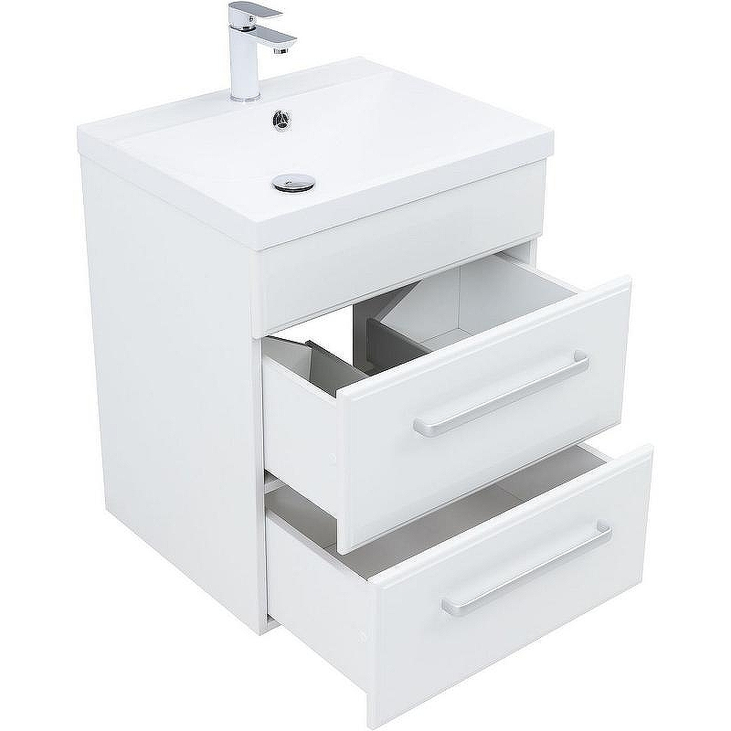 Тумба под раковину Aquanet Лукка 58 302396 подвесная Белая глянцевая, купить, цена, заказать, магазин, доставка, скидка, промокод, купить, цена, заказать, магазин, доставка, скидка, промокод
