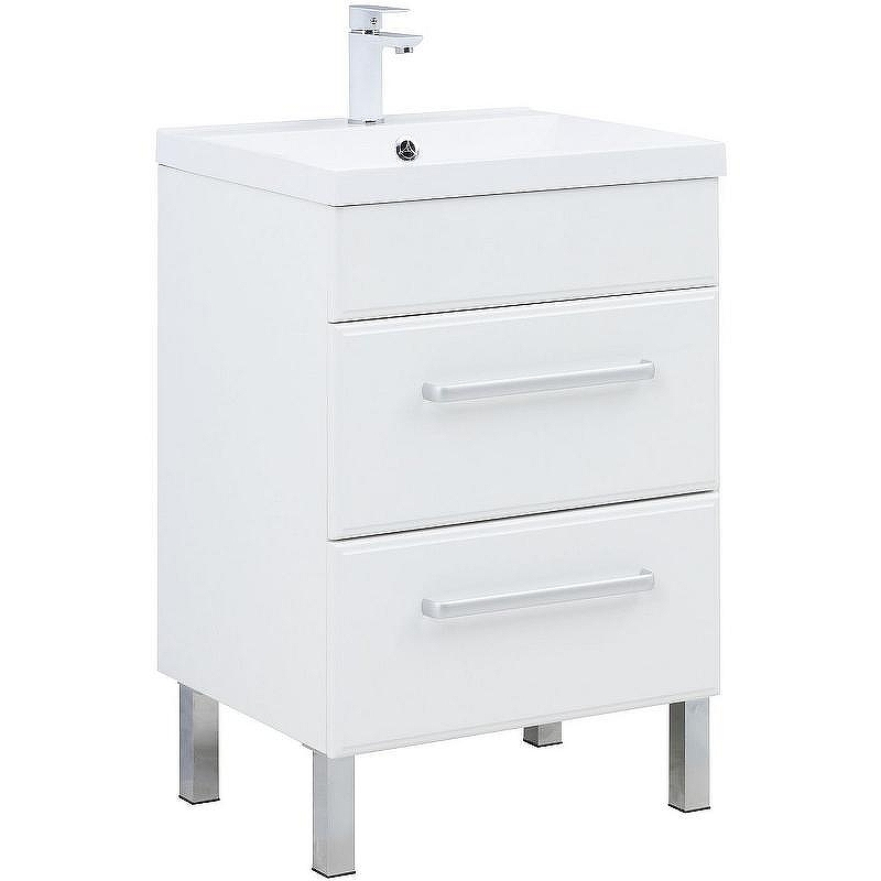 Тумба под раковину Aquanet Лукка 58 302396 подвесная Белая глянцевая, купить, цена, заказать, магазин, доставка, скидка, промокод, купить, цена, заказать, магазин, доставка, скидка, промокод