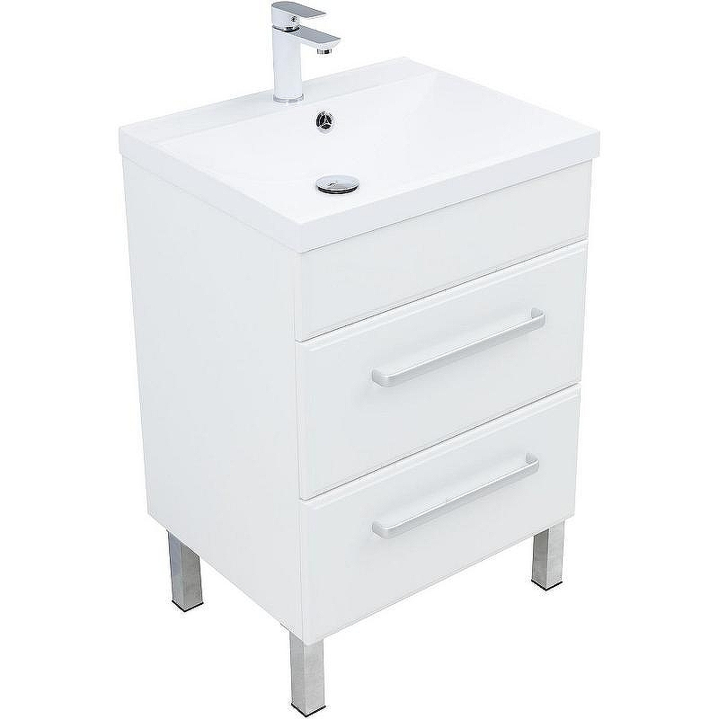 Тумба под раковину Aquanet Лукка 58 302396 подвесная Белая глянцевая, купить, цена, заказать, магазин, доставка, скидка, промокод, купить, цена, заказать, магазин, доставка, скидка, промокод