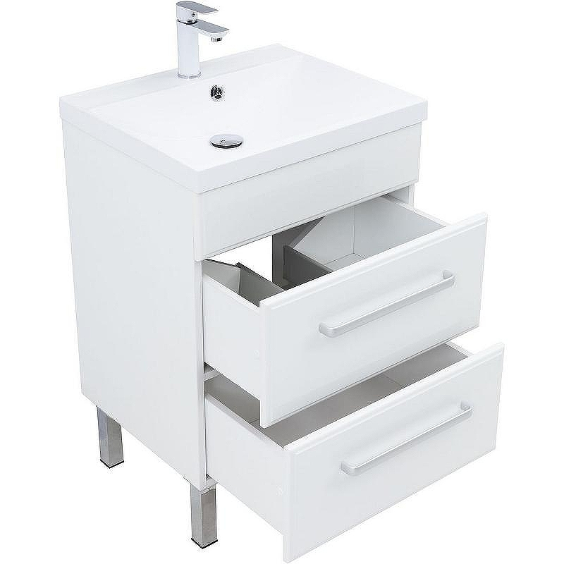 Тумба под раковину Aquanet Лукка 58 302396 подвесная Белая глянцевая, купить, цена, заказать, магазин, доставка, скидка, промокод, купить, цена, заказать, магазин, доставка, скидка, промокод