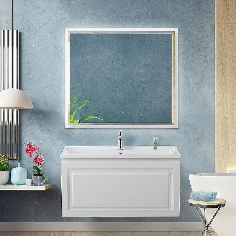 Зеркало Cezares Interni 100 CZR-SPC-INT-1000-900-LED-TCH-WARM-BL с подсветкой Bianco Lucido с сенсорным выключателем и подогревом, купить, цена, заказать, магазин, доставка, скидка, промокод, купить, цена, заказать, магазин, доставка, скидка, промокод